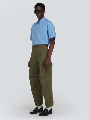 Pantaloni cargo din bumbac Gucci verde