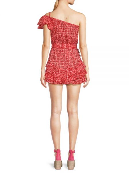 Платье мини с принтом с геометрическим узором Poupette St Barth красное