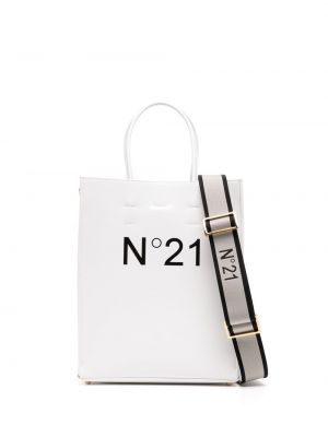 Shopper handtasche mit print N°21 weiß