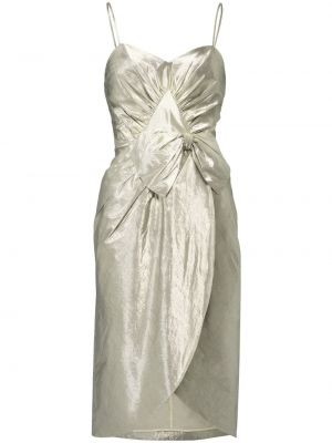 Bavlněné midi šaty s mašlí Maison Margiela - stříbrný