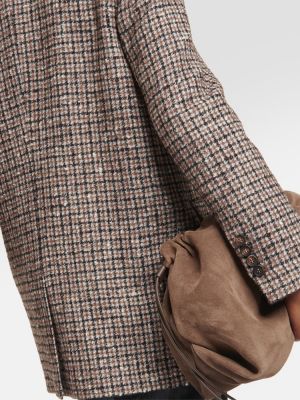 Volneni blazer iz alpake s karirastim vzorcem Brunello Cucinelli rjava