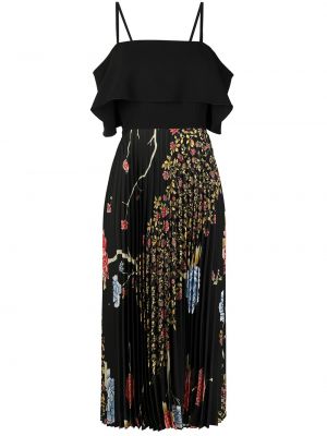 Pliszírozott virágos ruha nyomtatás Victoria Victoria Beckham fekete