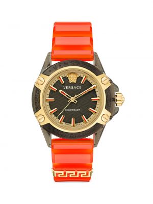 Прозрачные часы Versace оранжевые