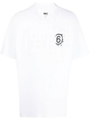 Koszulka z nadrukiem Mm6 Maison Margiela biała