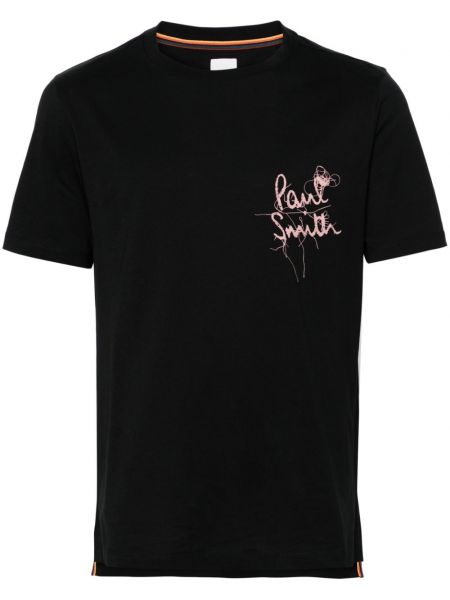 Bavlněné tričko s potiskem Paul Smith černé