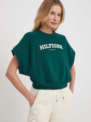 Bluza bawełniana z nadrukiem Tommy Hilfiger zielona