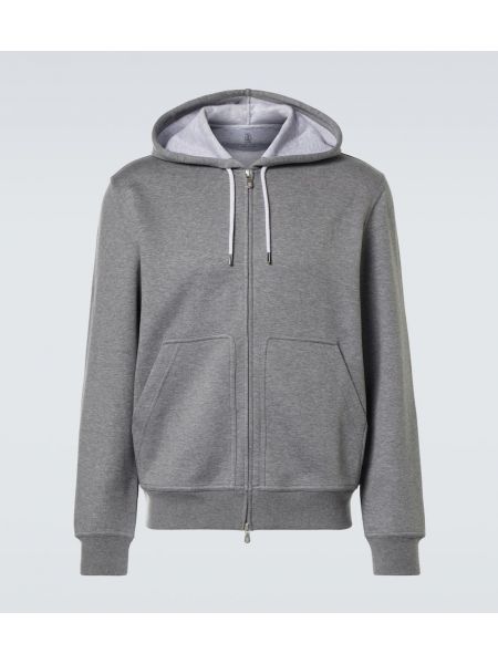 Pamuklu hoodie Brunello Cucinelli gri