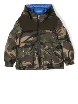 Piumino con stampa camouflage Moncler Enfant verde