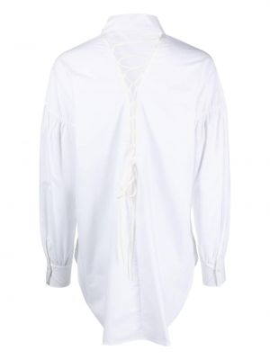 Mežģīņu kokvilnas krekls ar šņorēm Hugo balts