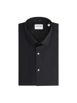 Koszula w jednolitym kolorze slim fit Calvin Klein czarna