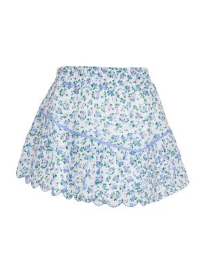 Květinové bavlněné mini sukně Loveshackfancy - modrá