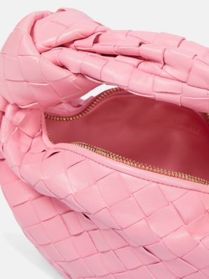 Kožená nákupná taška Bottega Veneta ružová