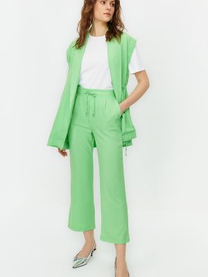 Плетен ленен костюм Trendyol зелено
