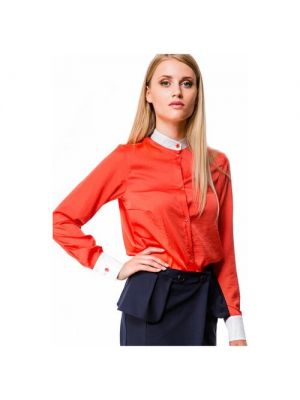Блуза MONDIGO, прилегающий силуэт, короткий рукав, 42 оранжевый