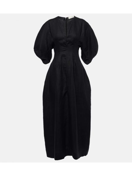 Lněné dlouhé šaty Faithfull černé