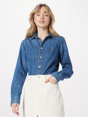 Denim srajca z vezenjem Polo Ralph Lauren modra