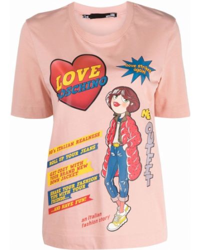 Camiseta con estampado Love Moschino rosa