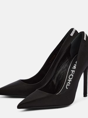 Pantofi cu toc din satin de cristal Tom Ford negru