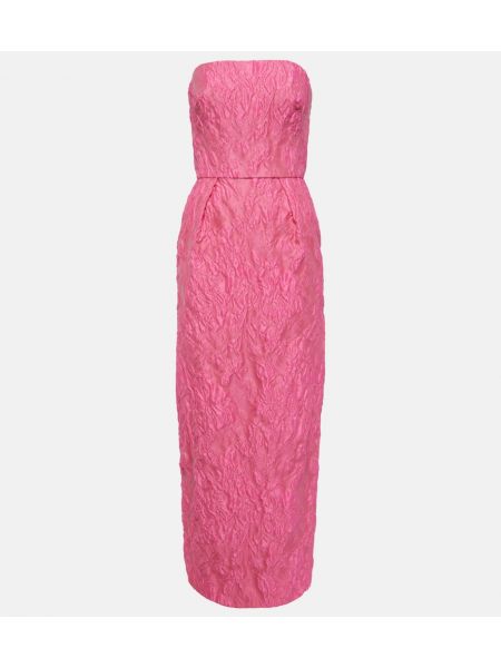 Μάξι φόρεμα ζακάρ Monique Lhuillier ροζ