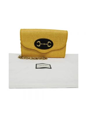 Bolsa de hombro de cuero Gucci Vintage amarillo