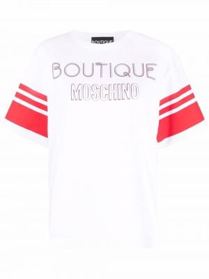 Bavlněné tričko s potiskem s krátkými rukávy Boutique Moschino - bílá