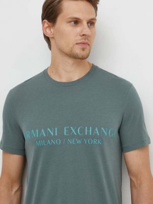 Koszulka z nadrukiem Armani Exchange zielona