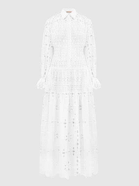 Платье-рубашка с вышивкой Ermanno Scervino белое