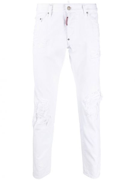 Jeans skinny effet usé Dsquared2 blanc