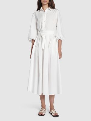 Βαμβακερή μίντι φόρεμα Weekend Max Mara λευκό