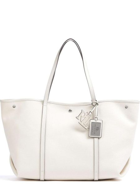 Белая хлопковая сумка шоппер Lauren Ralph Lauren