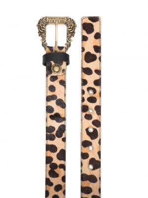 Raštuotas iš natūralios odos diržas leopardinis Versace Jeans Couture