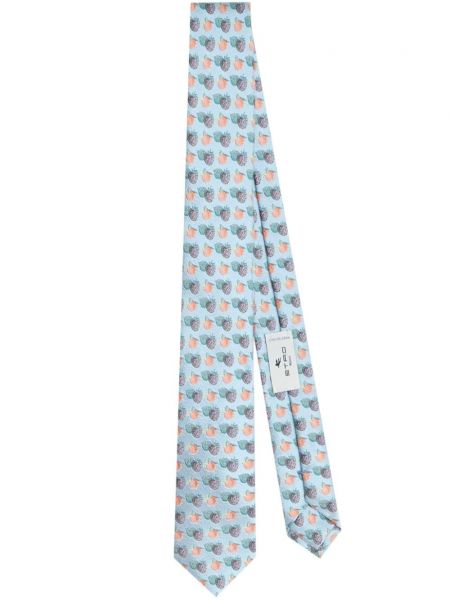 Žakárová hedvábná kravata Etro modrá