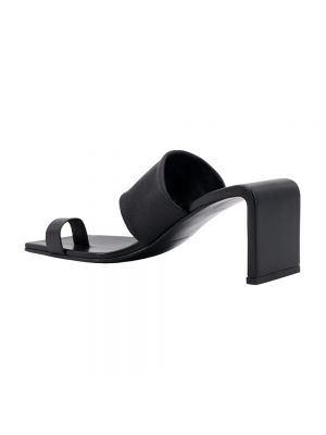 Sandalias de cuero de punta cuadrada Jil Sander negro
