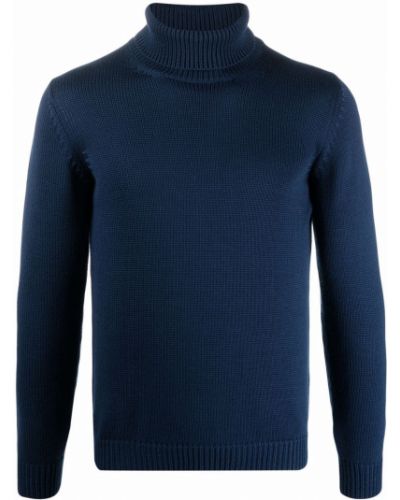 Jersey de punto de cuello vuelto de tela jersey Roberto Collina azul