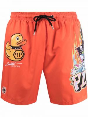 Bermuda kratke hlače s potiskom Philipp Plein oranžna