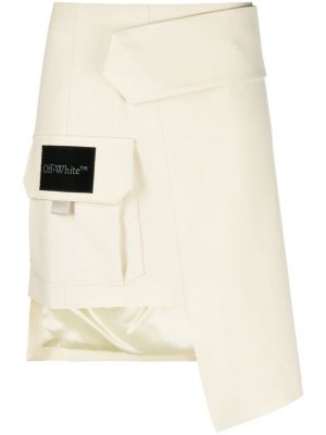 Vlněné mini sukně s vysokým pasem Off-white - bílá