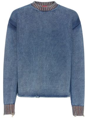 Relaxed памучен пуловер Diesel синьо