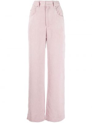 Žametne hlače iz rebrastega žameta Isabel Marant roza