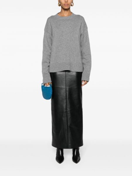 Kašmírový svetr s kulatým výstřihem Jil Sander šedý