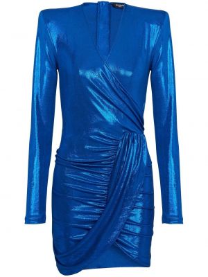 Коктейлна рокля Balmain синьо