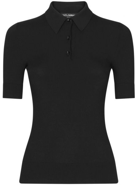 Polo en tricot avec manches courtes Dolce & Gabbana noir