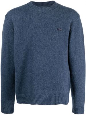 Вълнен пуловер бродиран Han Kjøbenhavn синьо