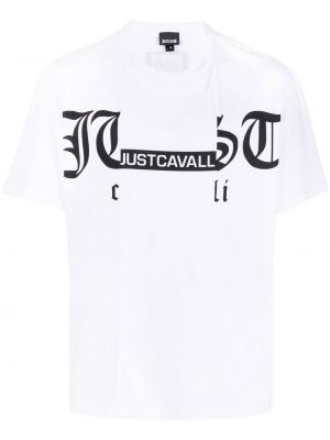 Тениска с кръгло деколте Just Cavalli бяло
