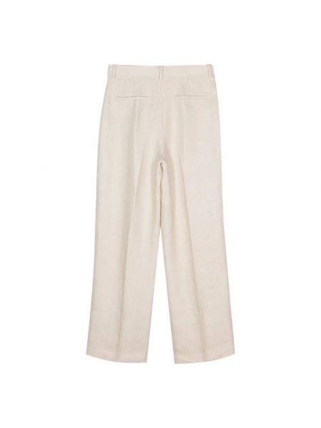 Pantalones rectos de lino Theory beige
