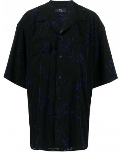 Chemise à imprimé à motifs abstraits oversize Y's noir