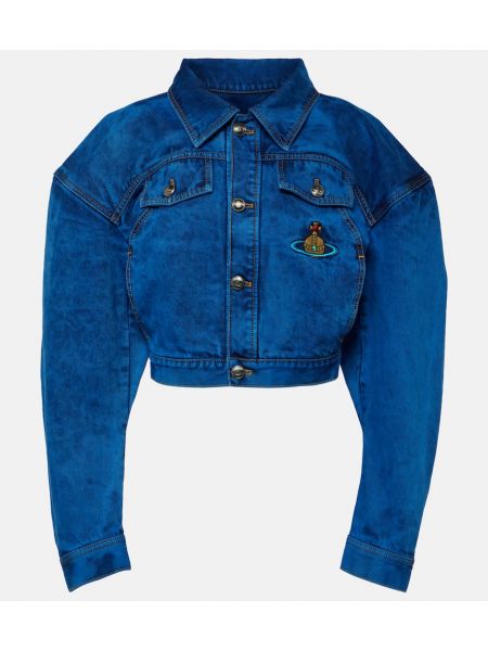Denim jakna z vezenjem Vivienne Westwood modra