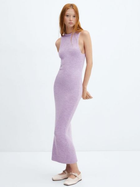 Трикотажное длинное платье Mango фиолетовое