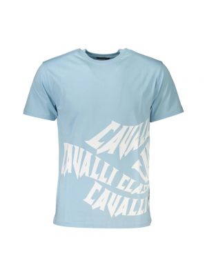 Koszulka z nadrukiem z krótkim rękawem Cavalli Class niebieska