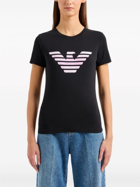 T-shirt en coton à imprimé Emporio Armani noir