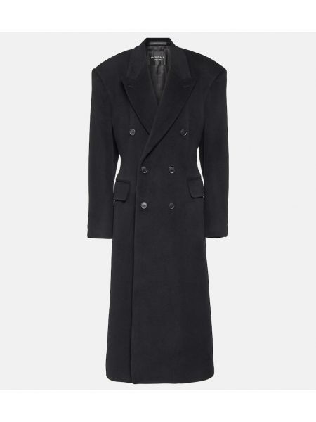 Kašmírový vlněný kabát Balenciaga černý